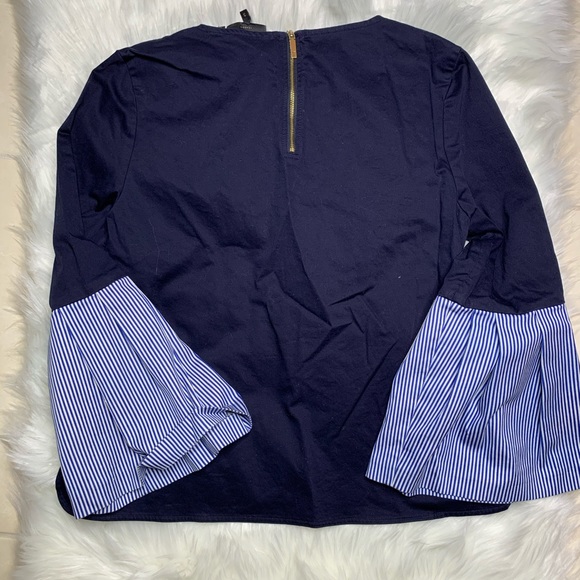 Ted Baker Jesieh frilled bell sleeve navy blouse - Picture 4 of 6